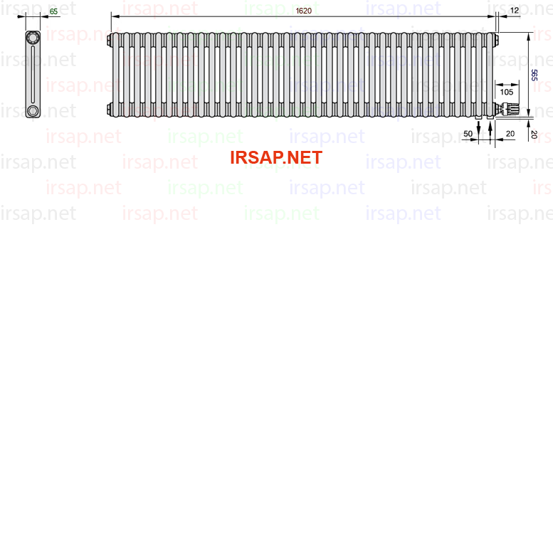 чертеж радиатора Irsap Tesi 20565-3620565-36-26-01
